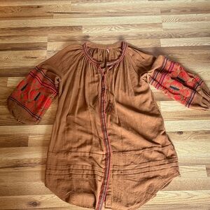 Embroidered Brown and Orange Women's Tunic